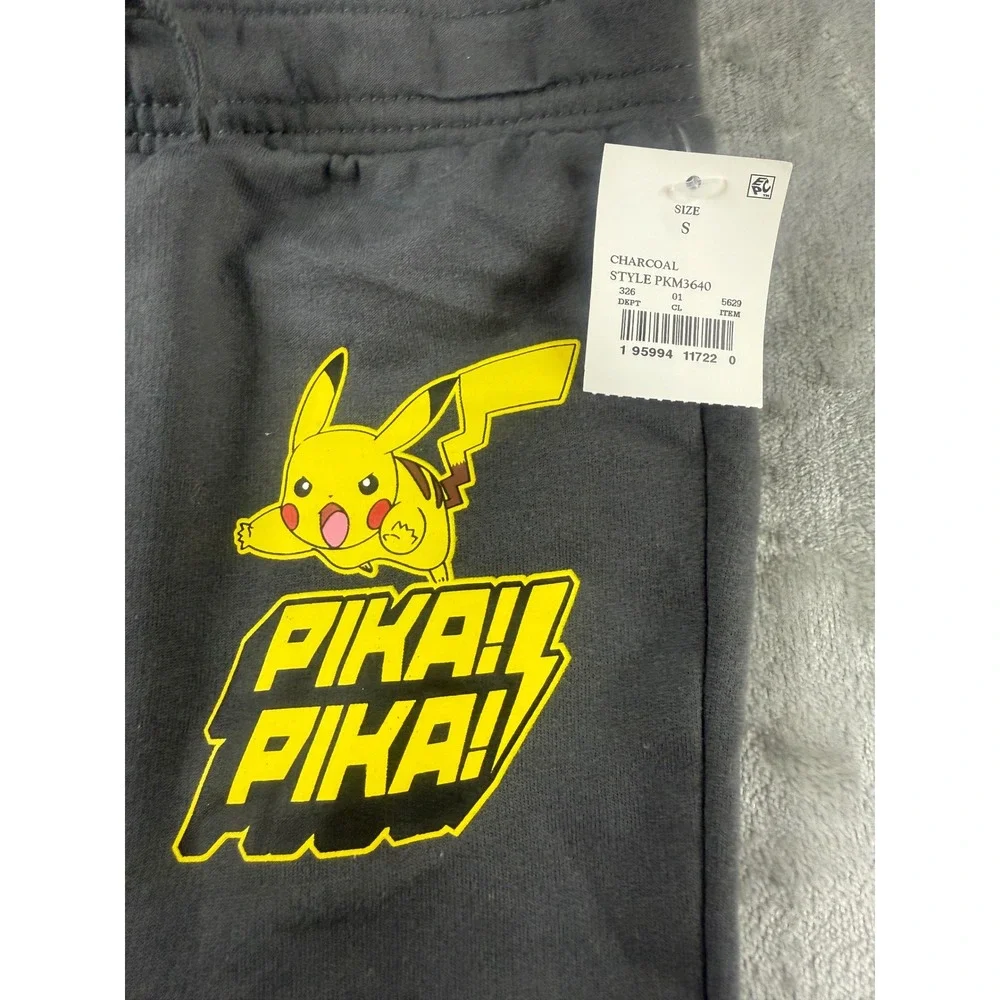 Pokemon Pikachu Boys Charcoal Grey Graphic Sweatpants Joggers PKM3640 Size S